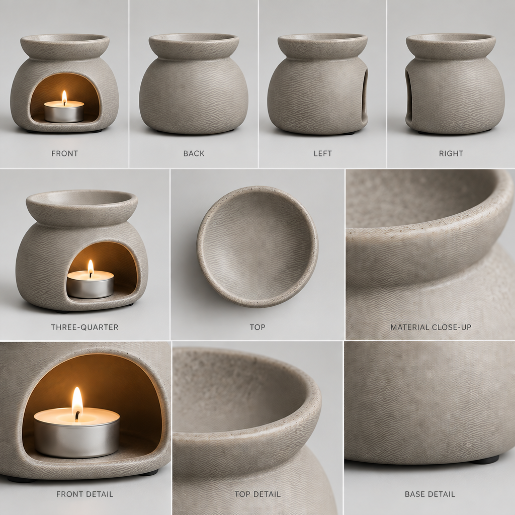 Qelmaviq™ Minimal Stone-Texture Aroma Burner main image 06