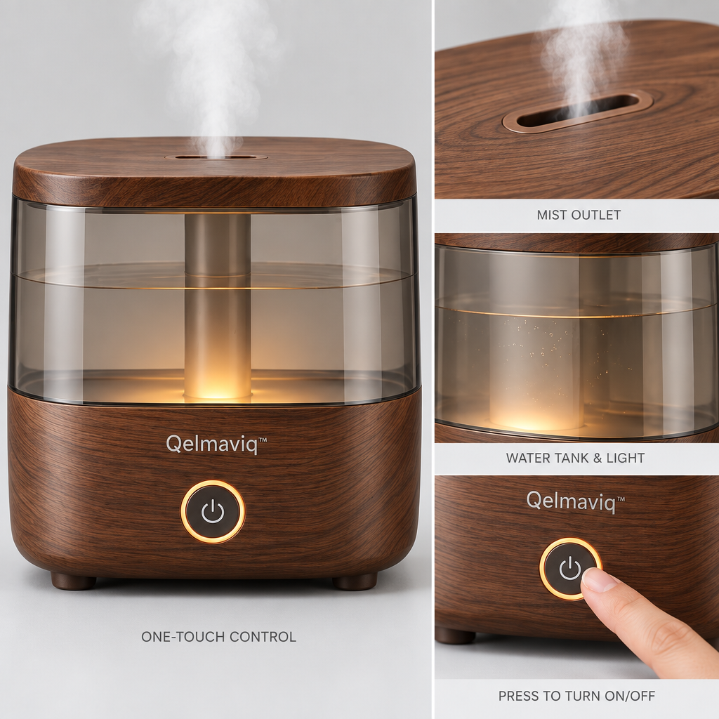 Qelmaviq™ Wood-Grain Silent Aroma Humidifier main image 03