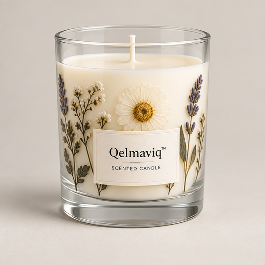 Qelmaviq™ Glass Botanical Scented Candle hero