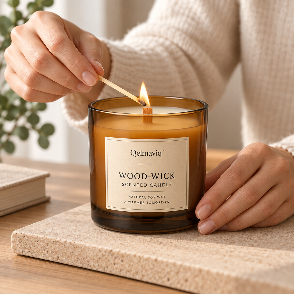Qelmaviq™ Wood-Wick Scented Candle main image 04